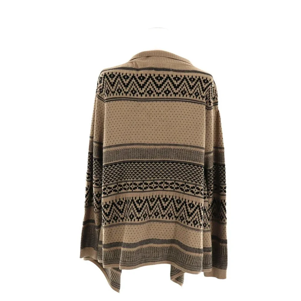 Cameo & Myth Waterfall Cardigan Womens M Beige Cottagecore Boho‎ Ethnic Unique